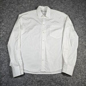 Alexander Wang Mens White Slashed Sleeve Compact Cotton Button Down Shirt OS